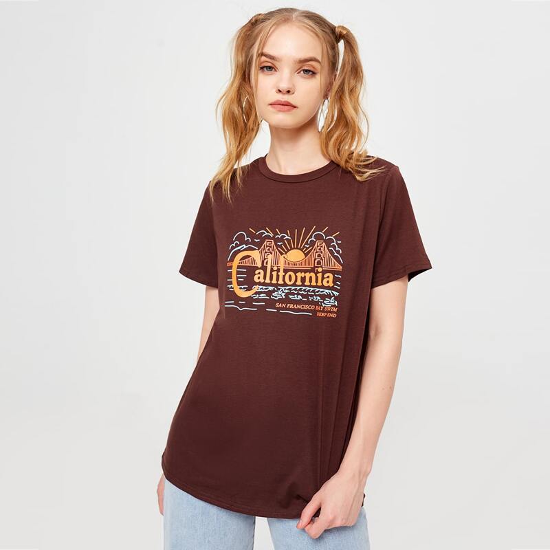 

Letter Graphic Short Sleeve Tee, Chocolate brown