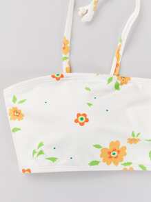 Summer Floral Print Tie Shoulder Bikini