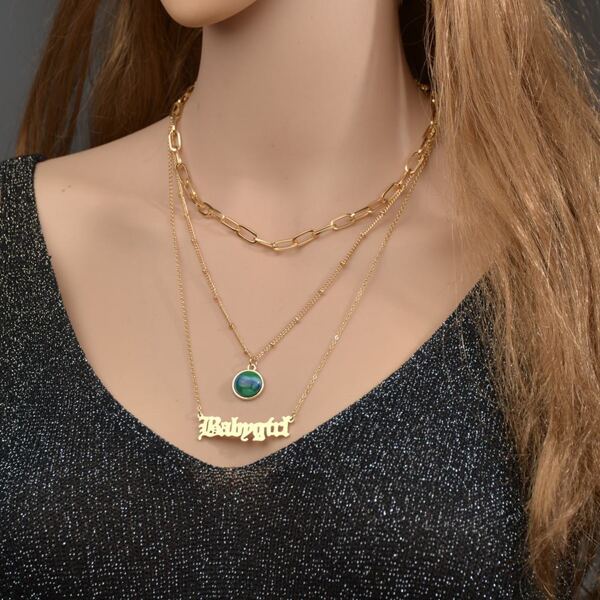 

2pcs Letter Pendant Necklace, Gold
