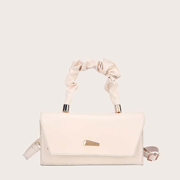 

Ruched Handle Satchel Bag, Beige
