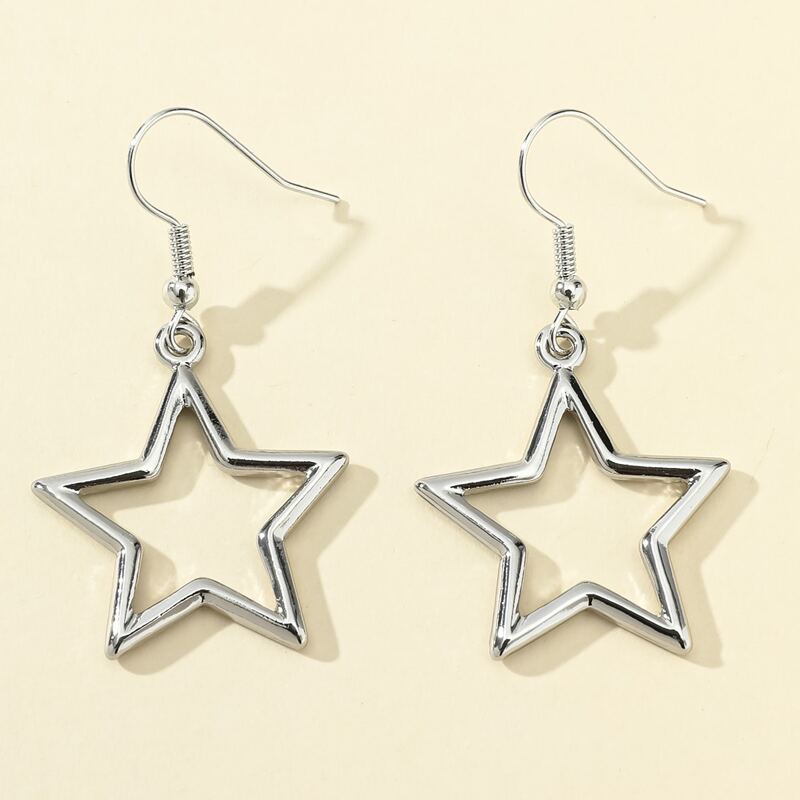 

Star Drop Earrings, Silver