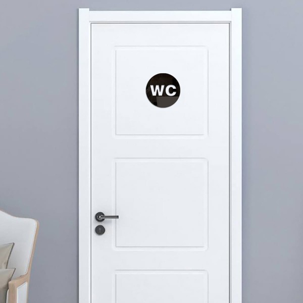 

1pc Round Toilet Sign Sticker, Black