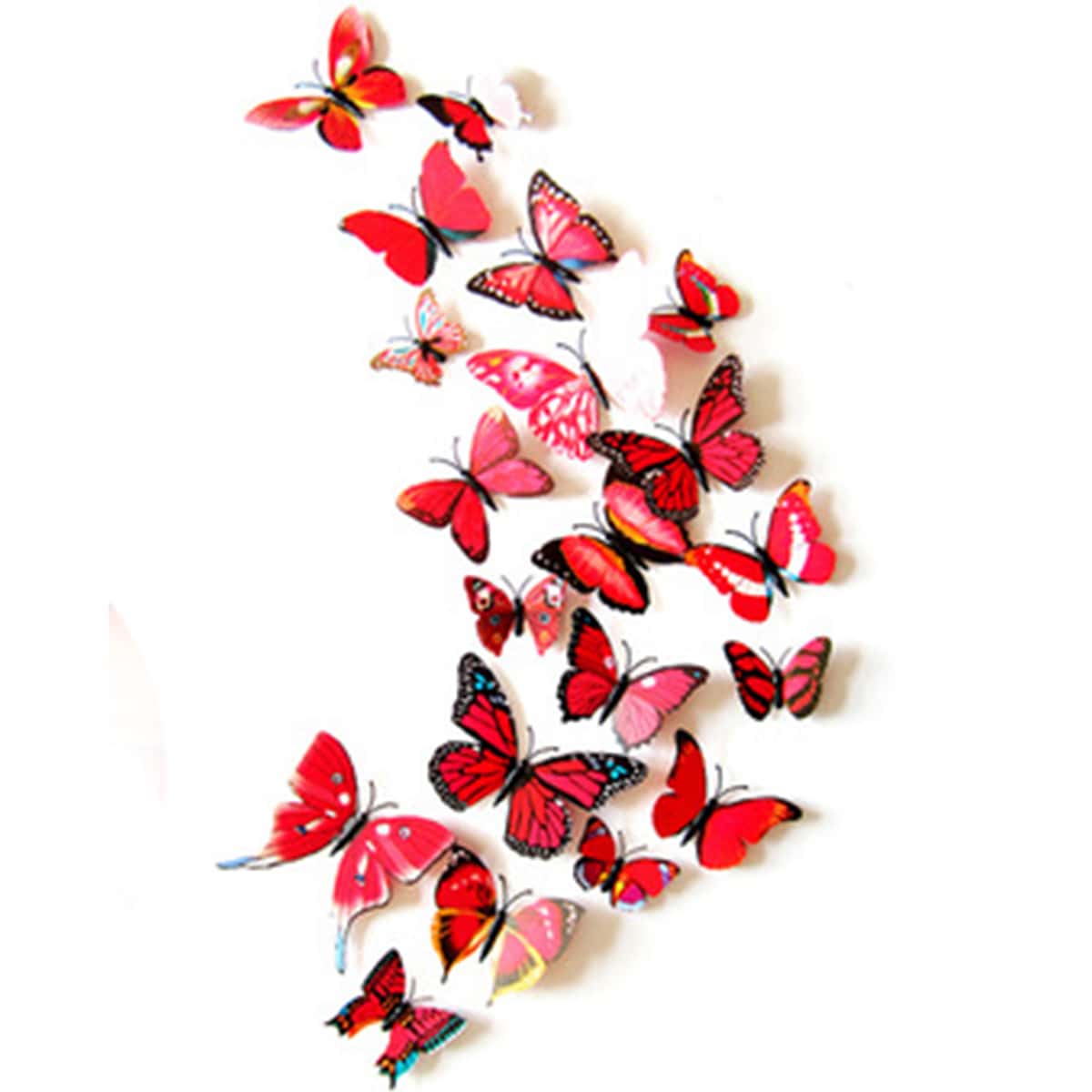 

12pcs Butterfly Wall Sticker, Red