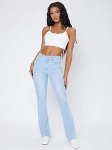 SHEIN Essnce Dinner Date Flare Jeans - Light Wash - View 5