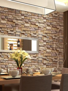 1 pieza papel de pared de PVC de simulación, pegatina de azulejo de pared impermeable con patrón de ladrillo moderno para baño, sala de estar, dormitorio