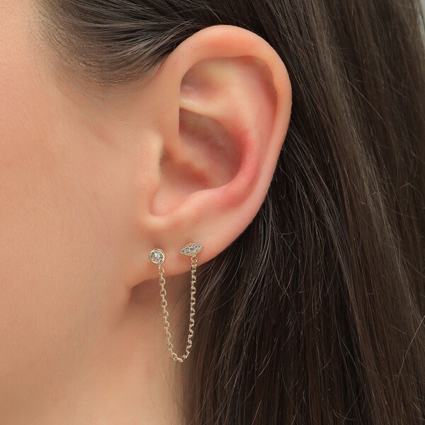 

1pc Rhinestone Star Decor Earring, Gold