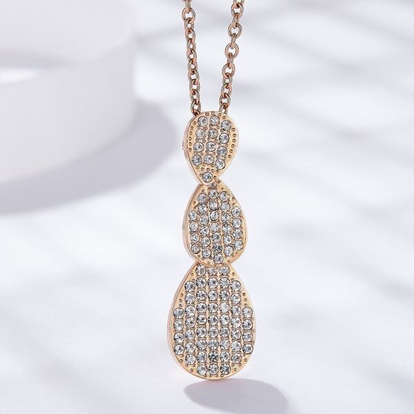 

Rhinestone Decor Teardrop Pendant Necklace, Rose gold