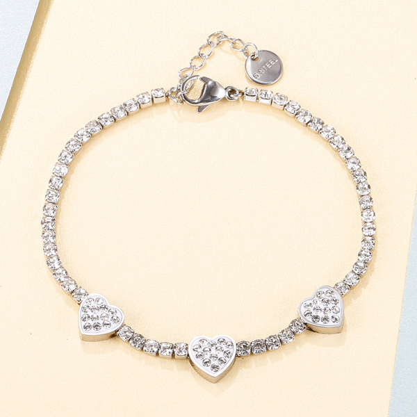 

Rhinestone Decor Bracelet, Silver