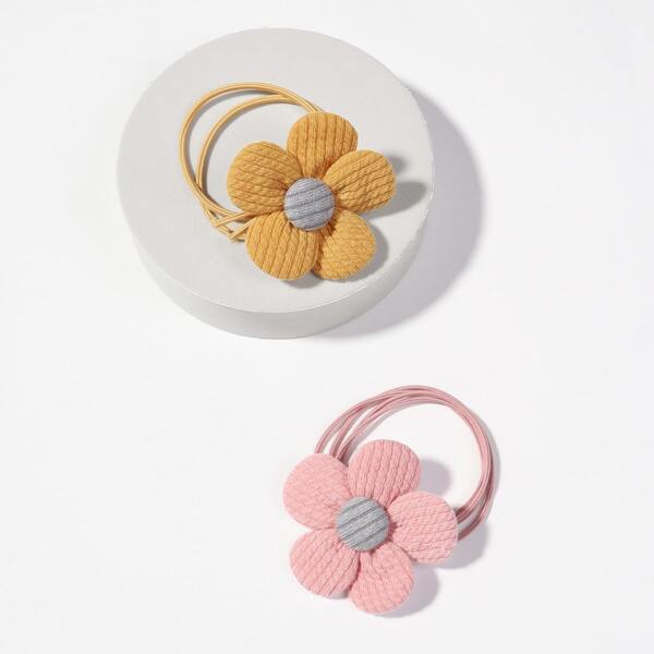 

2pcs Flower Decor Hair Tie, Multicolor
