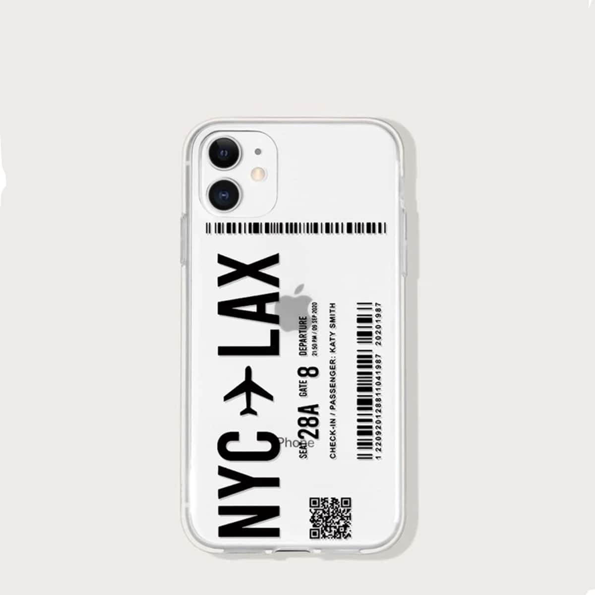 

Letter Graphic Phone Case, Black