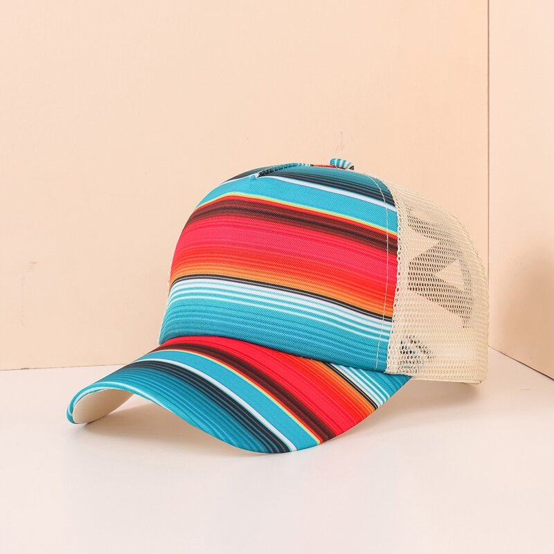 

Rainbow Striped Baseball Cap, Multicolor