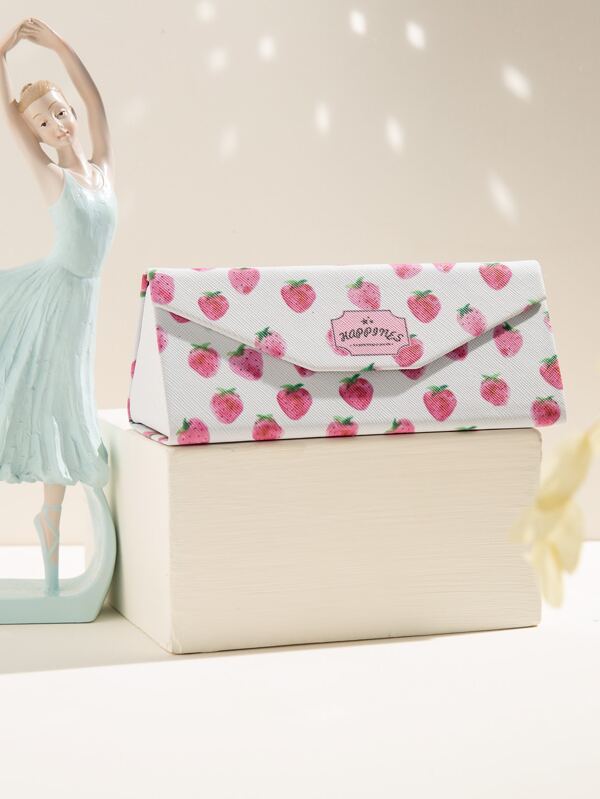 Estuche para gafas con estampado de fresa, accesorios para gafas para mujeres, regalo del Día de San Valentín