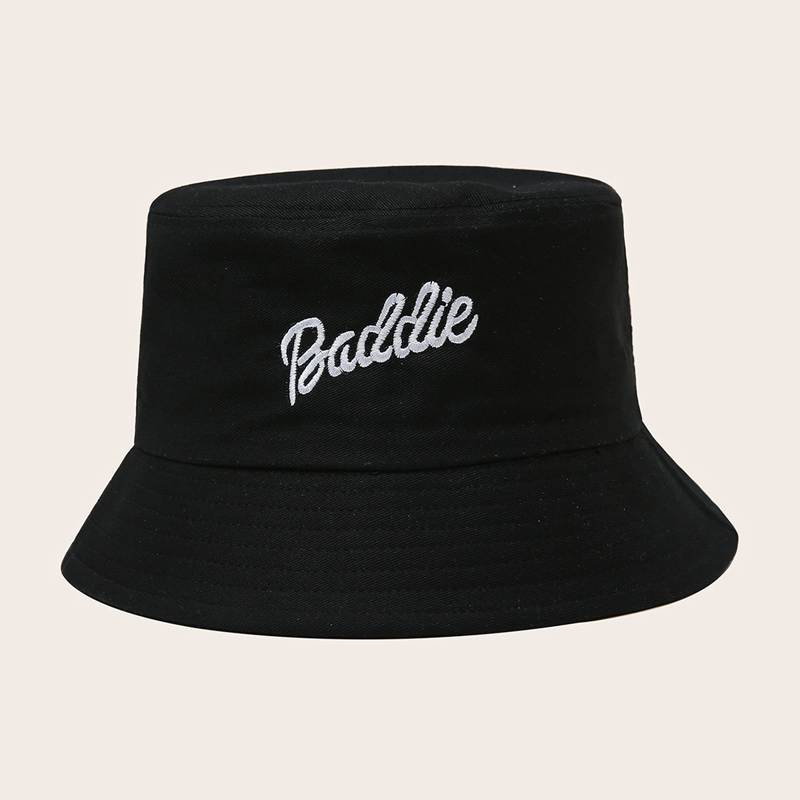 

Letter Embroidery Bucket Hat, Black