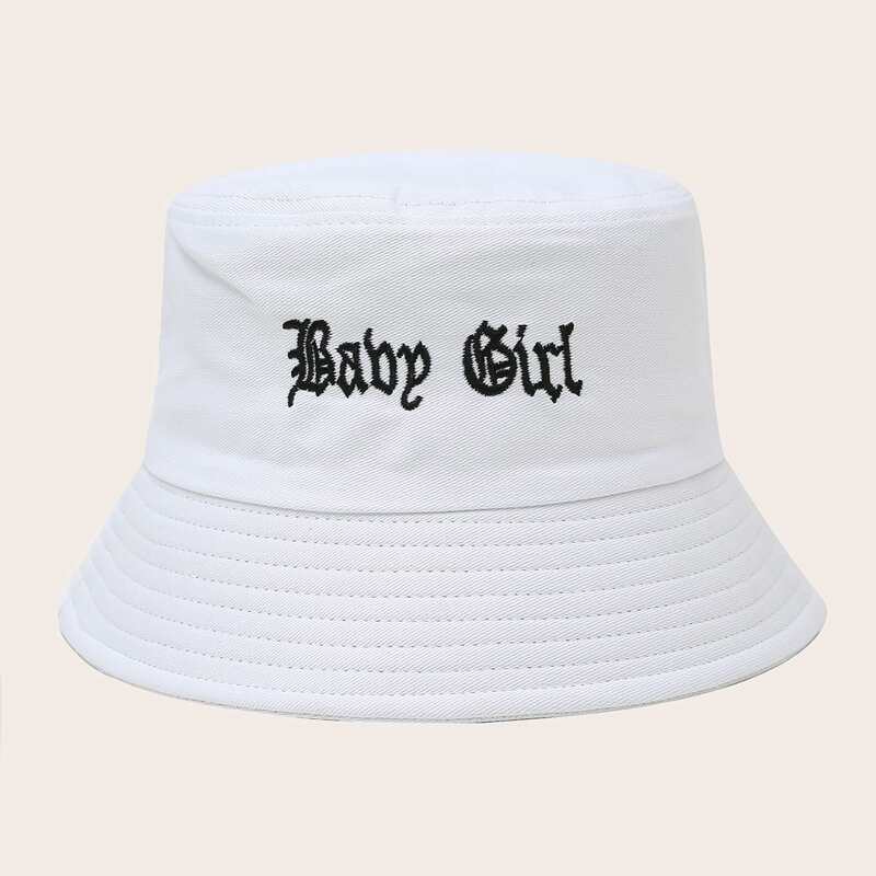 

Letter Embroidery Bucket Hat, White
