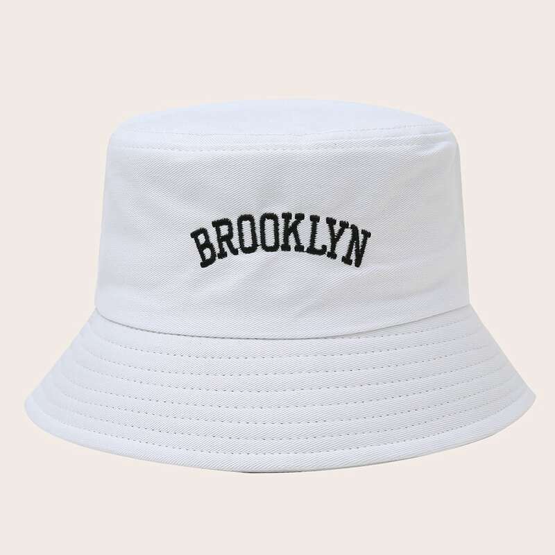 

Letter Embroidery Bucket Hat, White