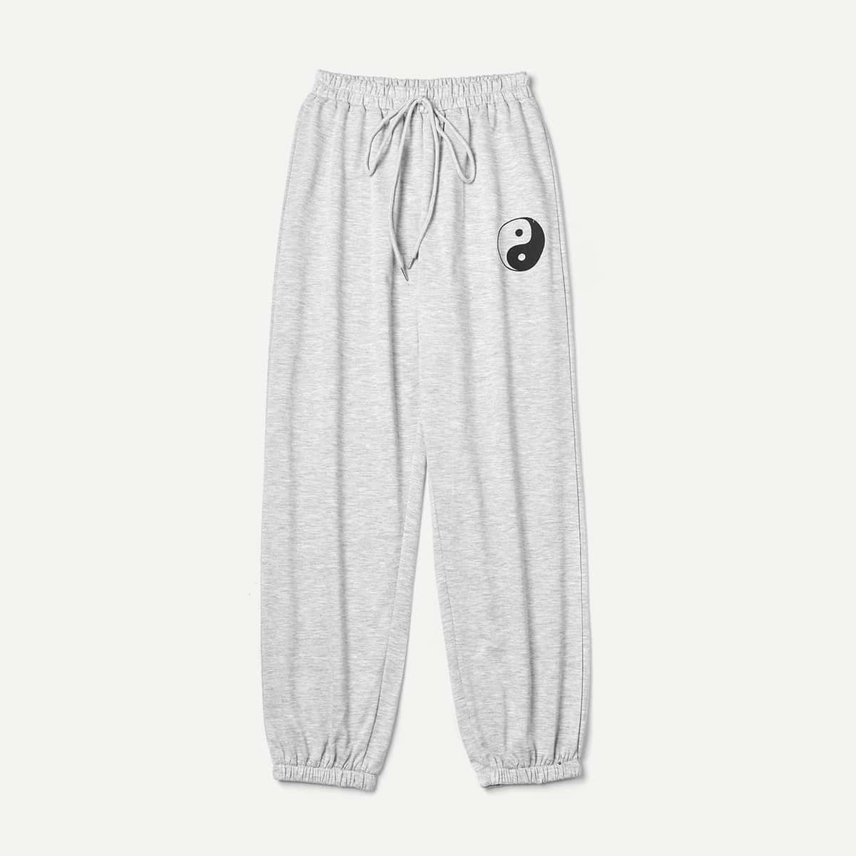 

Yin And Yang Graphic Knot Sweatpants, Light grey