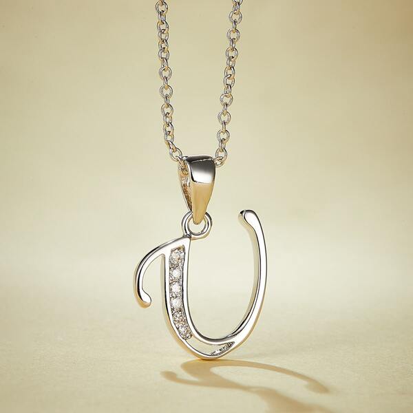 

Zircon Decor Pendant Necklace, Silver