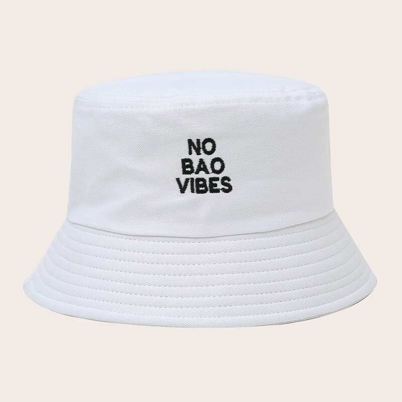 

Letter Embroidery Bucket Hat, White