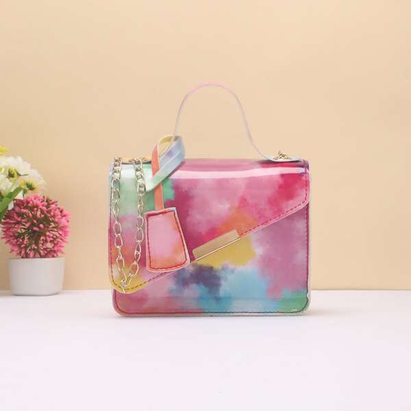 

Tie Dye Flap Satchel Bag, Multicolor