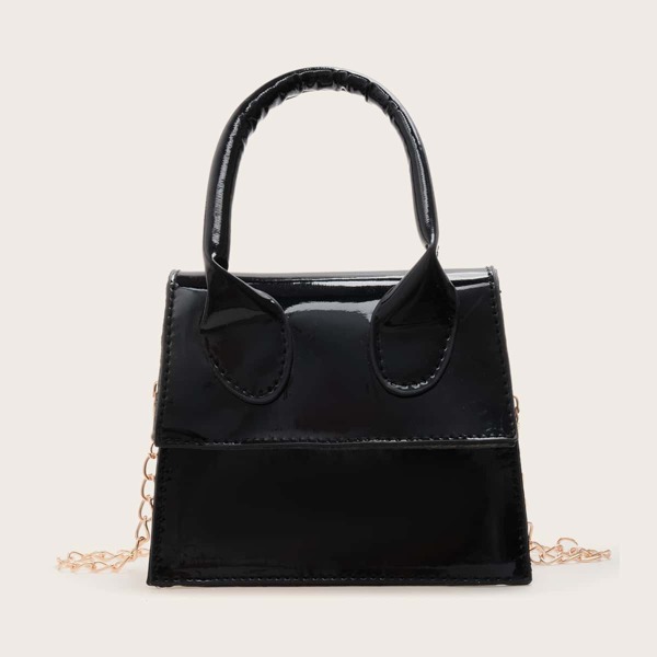 

Mini Flap Chain Satchel Bag, Black