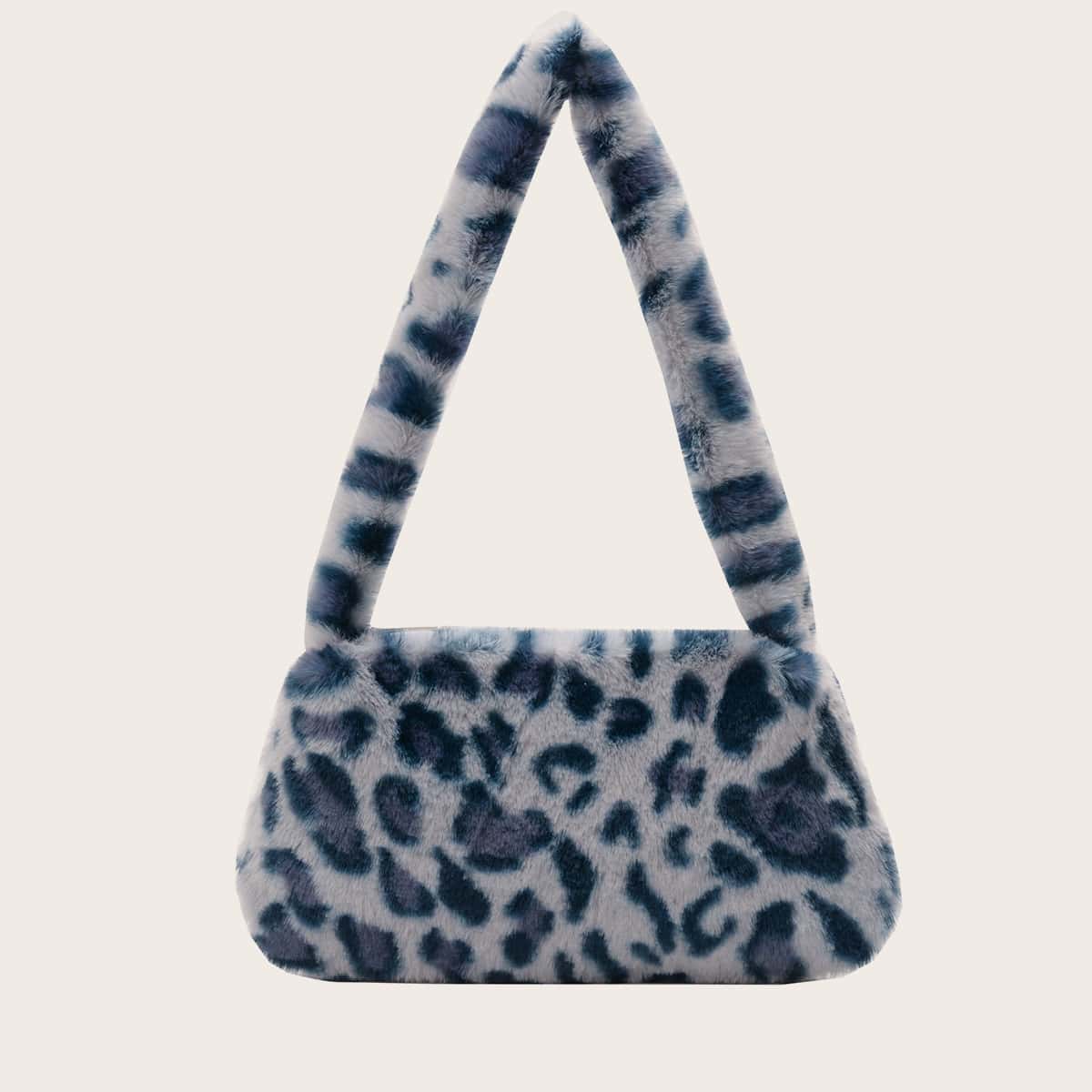 

Leopard Pattern Fluffy Shoulder Bag, Multicolor