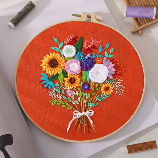 

1set Floral Pattern Cross Stitch, Multicolor