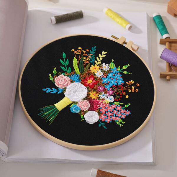 

1set Floral Pattern Cross Stitch, Multicolor