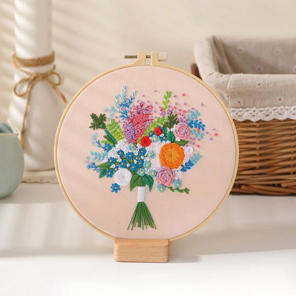 

1set Floral Pattern Cross Stitch, Multicolor