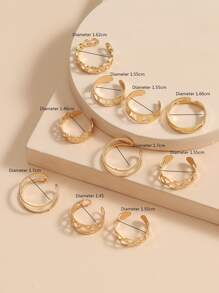 10入組合金開口戒指 - 金黃色 - 查看 3