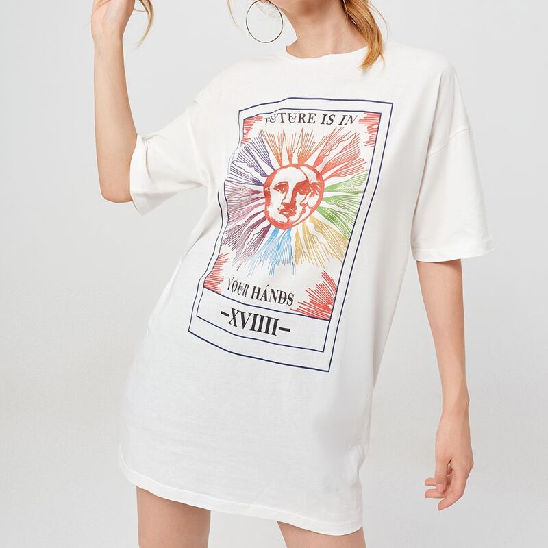 

Sun & Slogan Oversized Tee, White