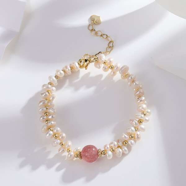 

Faux Pearl Decor Bracelet, Beige