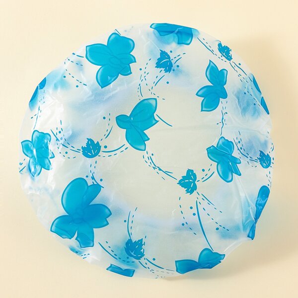 

Leaf Print Shower Cap, Blue