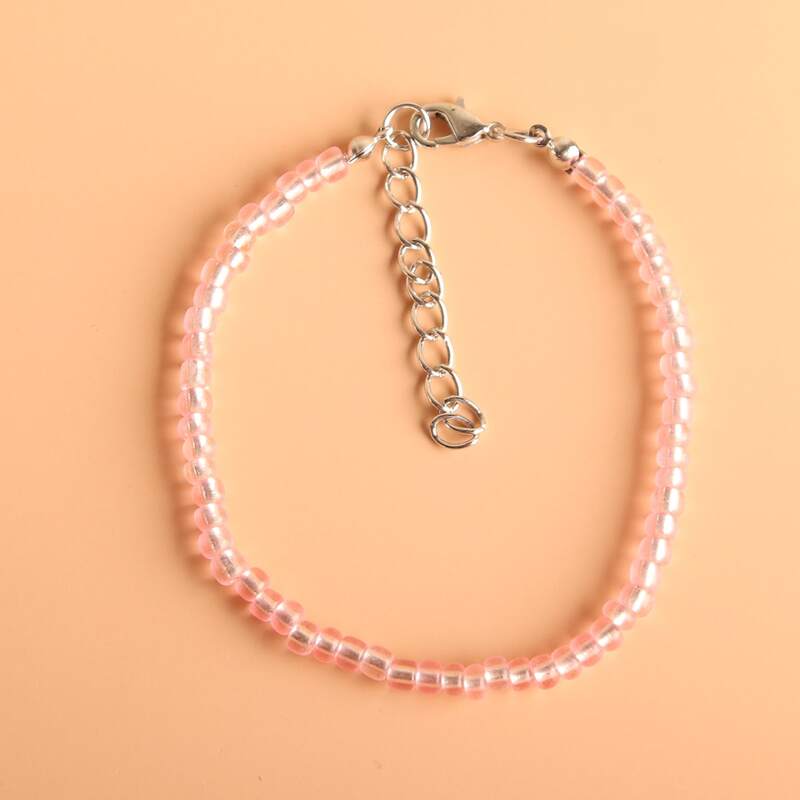 

1pc Stone Beaded Bracelet, Pink