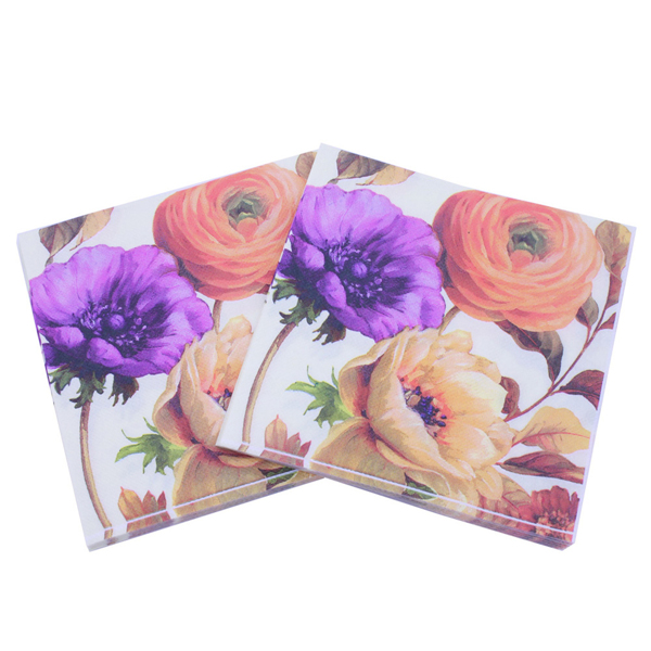 

20pcs Flower Print Disposable Paper Napkin, Multicolor
