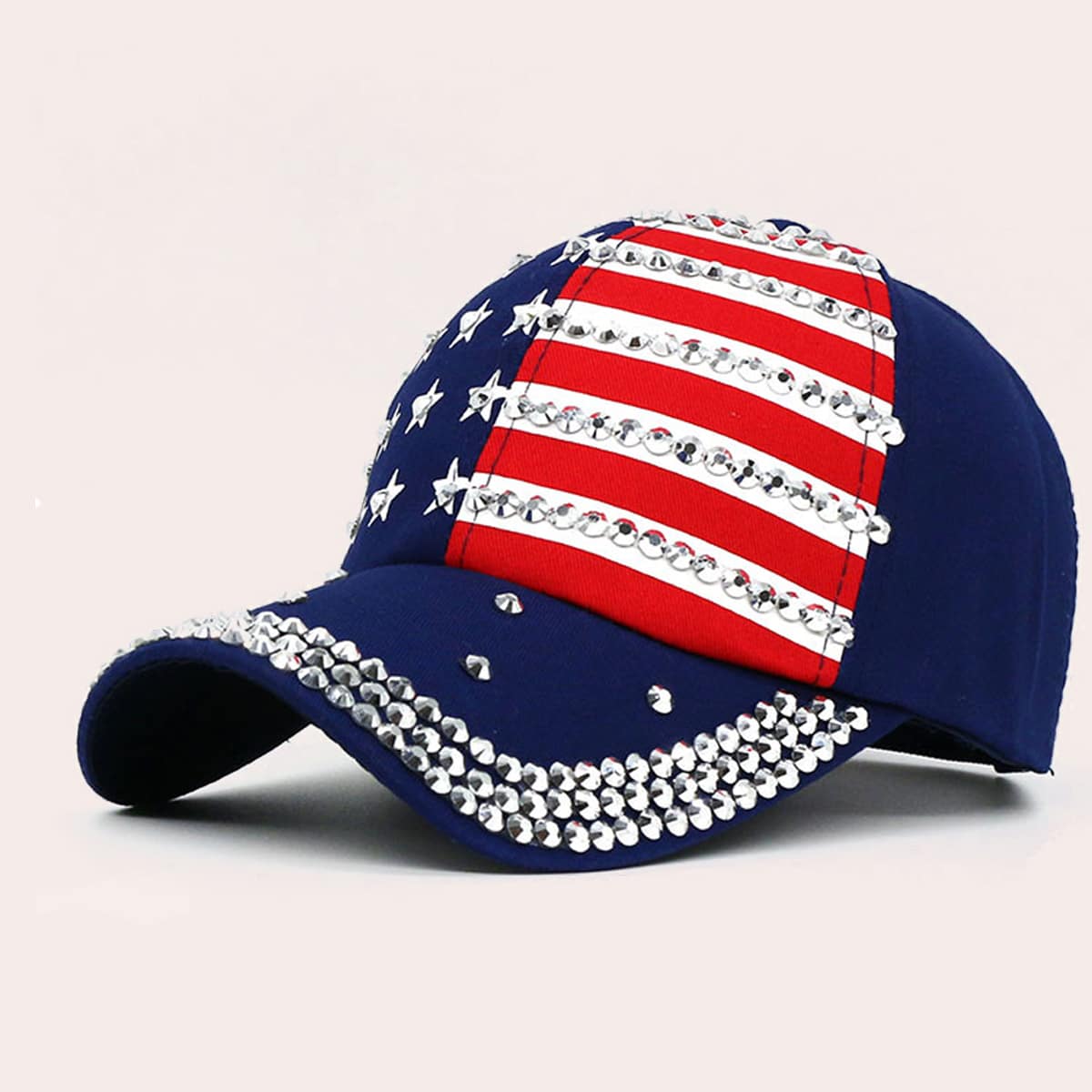 

Guys Rhinestone Decor Baseball Cap, Blue