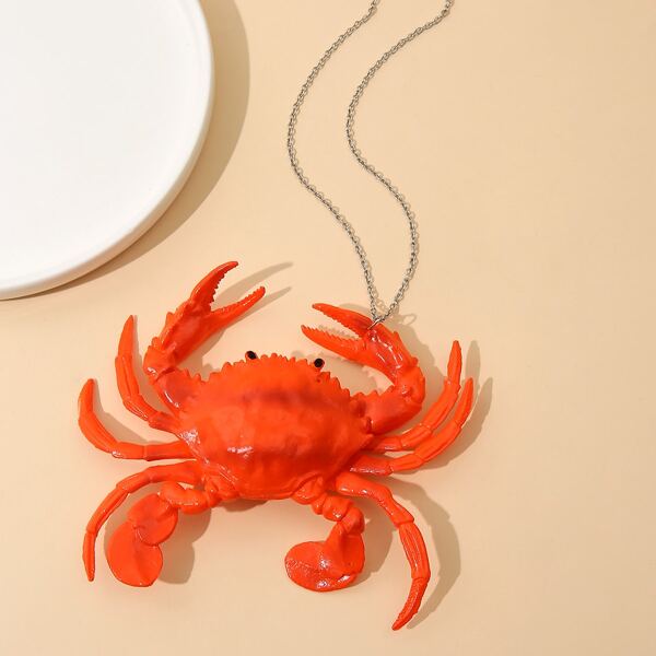 

Crab Pendant Necklace, Red