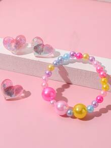 4入組女孩心形細節首飾套裝 - 彩色 - 查看 2