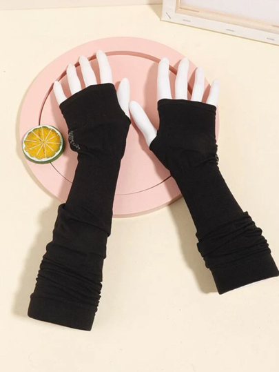 1pair Plain Long Gloves
