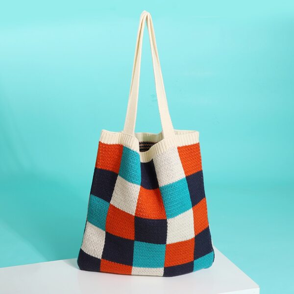 

Plaid Crochet Bag, Multicolor