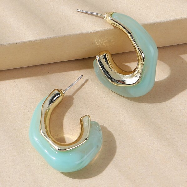 

Irregular Resin Earrings, Blue