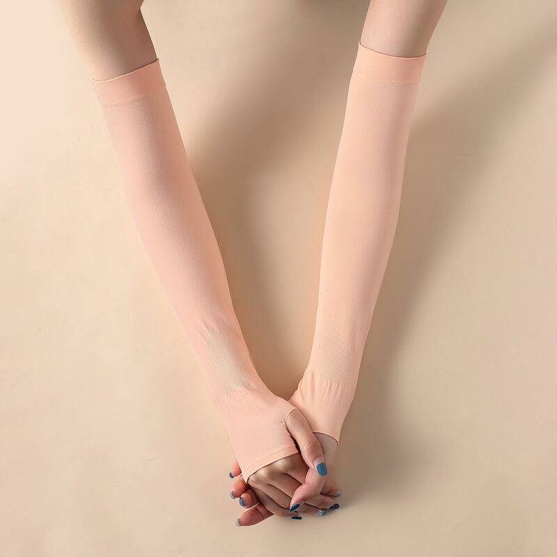 

Solid Long Fingerless Gloves, Coral orange