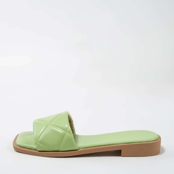 

Open Toe Quilted Slide Sandals, Green