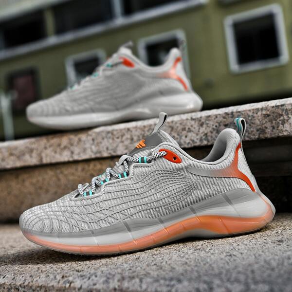 

Men Knit Panel Lace Up Front Sneakers, White