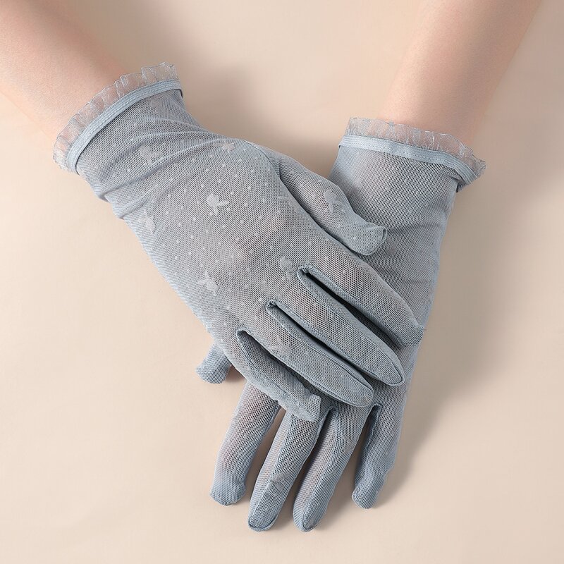 

Polka Dot Mesh Gloves, Grey