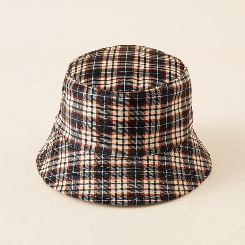 

Plaid Bucket Hat, Brown