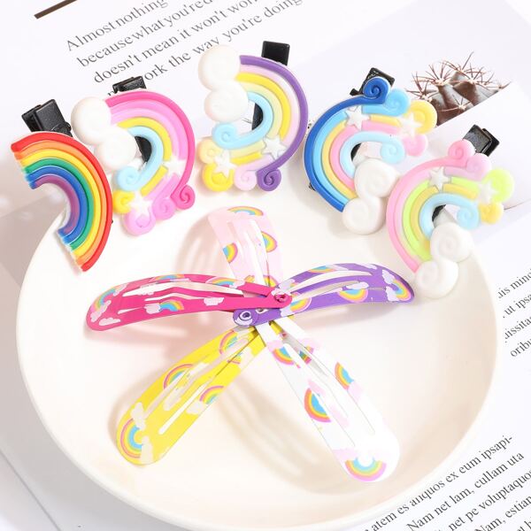 

10pcs Toddler Girls Cartoon Hair Clip, Multicolor