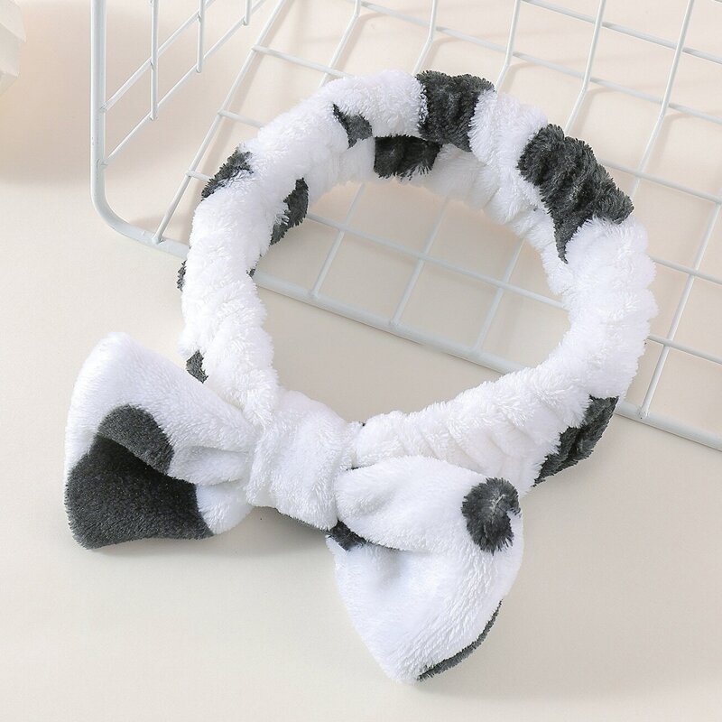 

Cow Print Bow Bath Headband, Multicolor