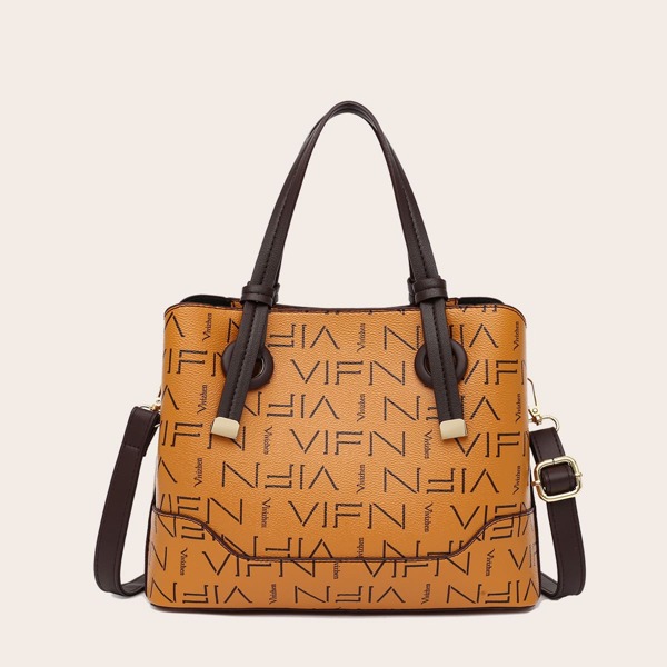 

Slogan Graphic Tote Bag, Yellow