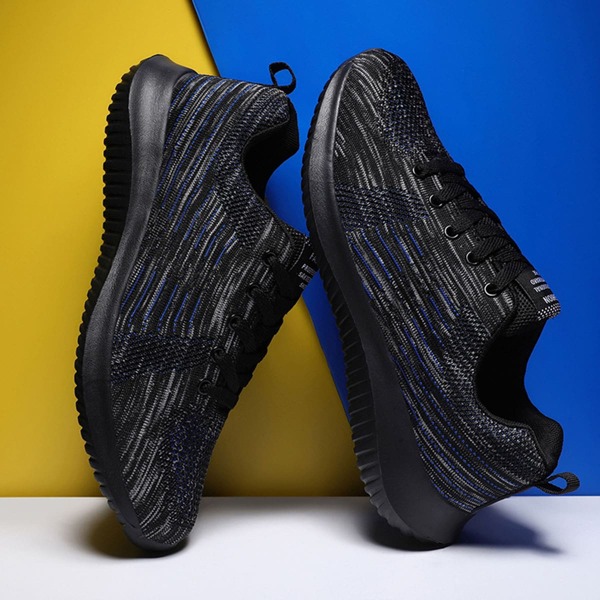 

Men Knit Panel Lace Up Front Sneakers, Black
