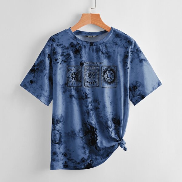 

Plus Graphic And Tie Dye Tee, Blue